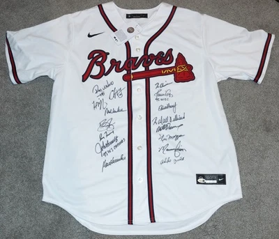 1995 Atlanta Braves 95 WS CHAMPS Team Signed JERSEY 16 Autos Maddux JSA COA W930 - Image 1 of 4