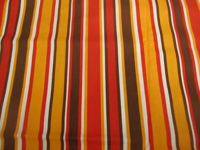 Vtg Late 60s Cotton Fabric Striped  Orange Red Brown White 2yd 34" x 44 - Image 1 of 4