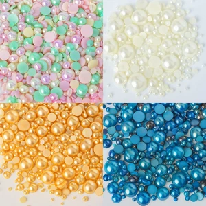 Mixed Flat Back Pearls Rhinestones Embellishments Face Gems Craft Card Making UK - Picture 1 of 51