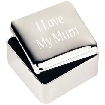 Silver JEWELLERY TRINKET BOX GIFT I love My Mum - Image 1 of 1