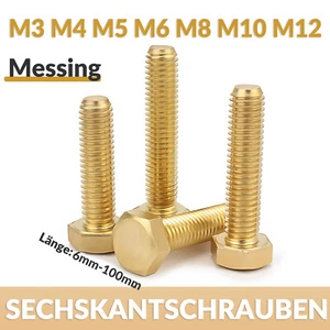 Messing Sechskantschrauben Vollgewinde Bolzen M3 M4 M5 M6~M12 Maschinenschrauben - Picture 1 of 84
