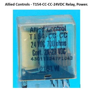 Lot of 2 - Allied Controls - T154-CC-CC-24VDC - Relay, DC. 4PDT 2Amp 24VDC. - Image 1 of 3