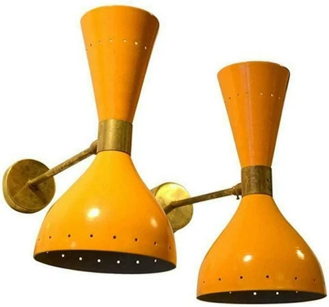 Wall Sconce Diabolo Pair of Modern Italian Wall Lights Yellow Wall Fixture Lamps Cover
