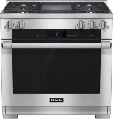Miele HR19362DFGD 36 英寸不锈钢专业双燃料范围全新带盒 #132146 MPA — 第 1/2 张图片