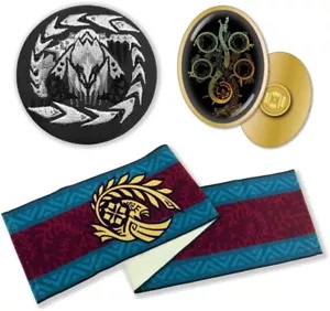 Monster Hunter Wilds Scarf Towel & Embroidery Tin Badge & Pin Badge Set PSL - Picture 1 of 4