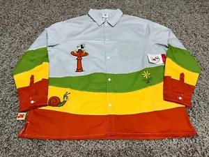 NEW Disney Shirt Adult XXL Blue Green Mickey & Co Embroidered Button Up Retro - Picture 1 of 17