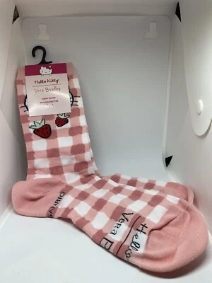 Calcetines Vera Bradley HELLO KITTY GINGHAM Rosa Blanco Calcetines Crew Nuevos con Etiquetas Nuevos RARO Foto 1 de 3