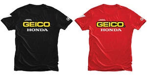 100% TEAM GEICO HONDA MENS TEE T SHIRT RED BLACK MOTOCROSS MX TOP CHEAP NEW BMX - Picture 1 of 3
