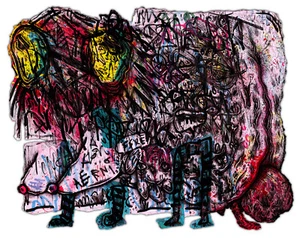 Original Justin Aerni 2019 painting contemporary outsider dark art : STILLBORN - Picture 1 of 1