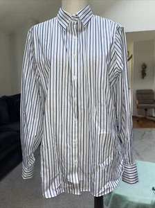 Camisa Supima Lands End Rayas Manga Larga Abotonada Sin Hierro Talla 12 - Imagen 1 de 8