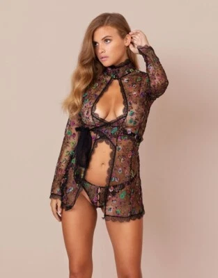 Vestido Agent Provocateur DALLIYAH L/4 NUEVO CON ETIQUETAS Negro y Multi Orig. $895 UBER RARO! [BX] Foto 1 de 4