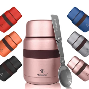 Mebanix Hot Food/Soup Thermos Flask Stainless Steel Vacuum Insulated Jar & Spoon - Picture 1 of 15