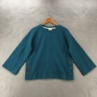 St Johns Bay Pullover Sweater Womens Medium Turquoise Blue Bell Sleeves Knit Nwt