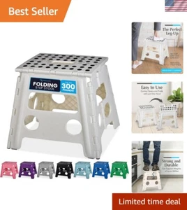 Compact Folding Step Stool - Supports 300 lbs, Ideal for Kitchen & Bathroom - Picture 1 of 10