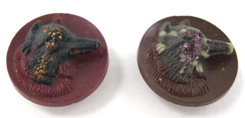 Vintage Lot of 2 Sporting Buttons Horn Dog Head Whippet ? 11/16" Cover