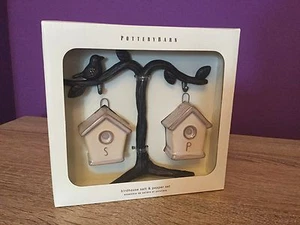 Pottery Barn Birdhouse Salt And Pepper Set. Stoneware, Collectibles, Kitchen. - Picture 1 of 6