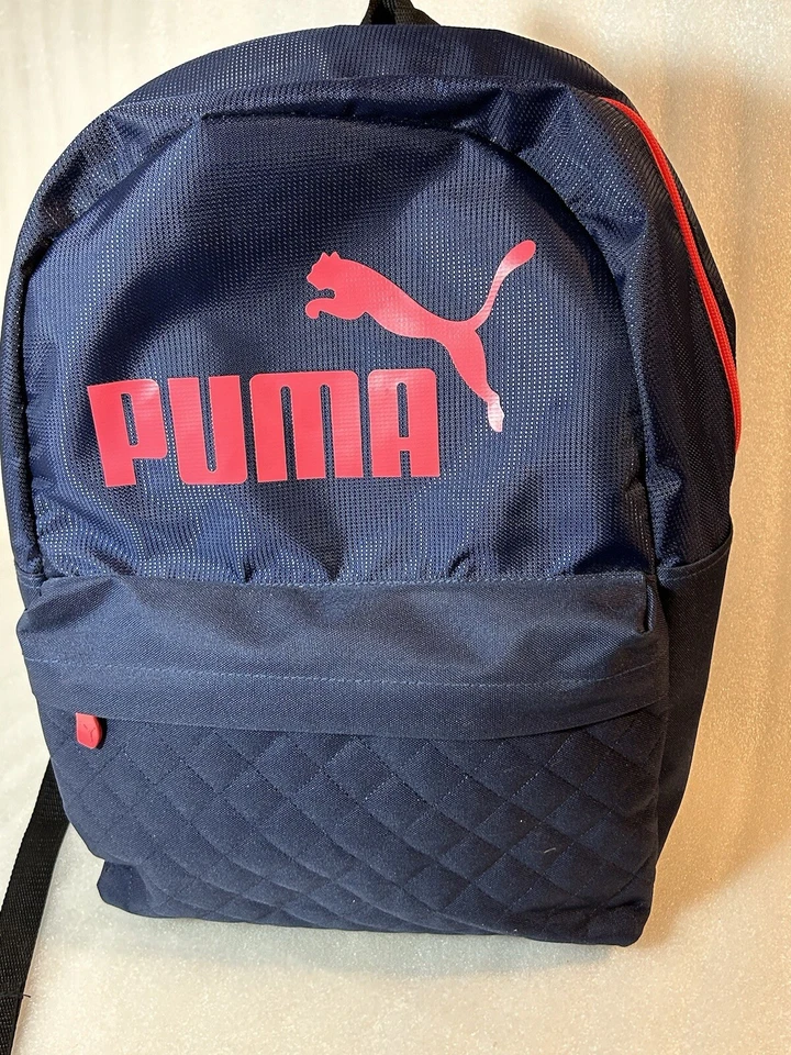 Mochila PUMA azul marinho e rosa quente bolsa de livro escolar estudantil 13 x 16 x 8 polegadas - Imagem 1 de 4