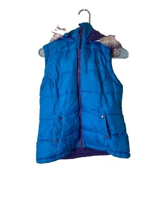 VERTICAL'9 WOMENS PUFFER VEST TURQUOISE PURPLE HOODED SIZE LARGE 12/14 Blue L - Image 1 of 2