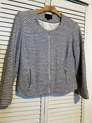 ADRIENNE VITTADINI WOMEN’s Size Large L BLAZER Suit JACKET Tweed Full Zip Stripe - Image 1 of 4