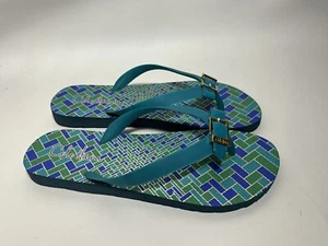 Cole Haan Damen-Flip-Flops mit Schnalle Größe 8 grün geometrisches Muster - Bild 1 von 6