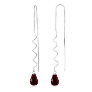 Genuine Garnets Briolette Gems Threader Earrings 14K. Yellow, White or Rose Gold - Picture 1 of 6