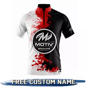 SALE Bowling Motiv “Brush” Gifts Zip Bowling Jersey Size S-5XL - Picture 1 of 6