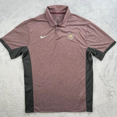Nike Dri-Fit TSU Bobcats Victory Block Polo Mens M Burgundy Gray M-51374 - Image 1 of 4