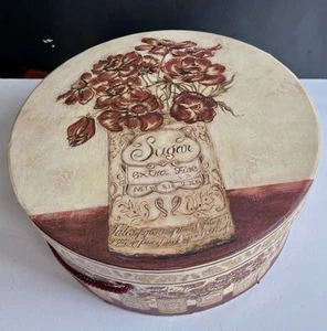 Tricoastal Designs Hat Box Laurel Lehman 2003 Sugar Coffee Tea Floral Bohemian - Picture 1 of 9