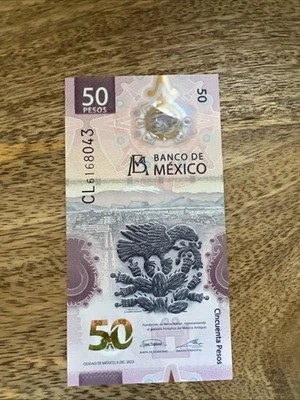 50 Pesos Axolotl Mexican Bill MEXICO 2023 Banknote - Ajolote 50 Pesos CL Series - Image 1 of 4