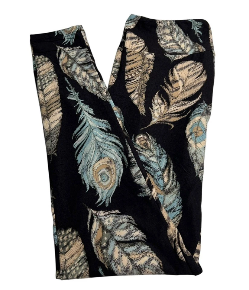 Leggings LuLaRoe OS Talla Única Animal Pájaro Colorido PLUMA DE PAVO REAL Tribal Informal Foto 1 de 4