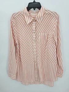 Weiche Umrandung Top Damen große rosa Streifen Langarm Boho Freizeit Tunika - Bild 1 von 10