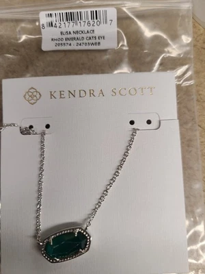 Collar colgante de plata Kendra Scott Elisa en ojo de gato esmeralda | ojo de gato/metal Foto 1 de 2