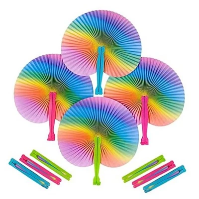  Juego de ventiladores plegables Rainbow - Pack de 12 - Con ejes de plástico - Colorido  Foto 1 de 4