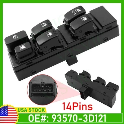 Interruptor maestro ventana eléctrica delantera izquierda 93570-3D121 para Hyundai Sonata 2003-2005 Foto 1 de 4
