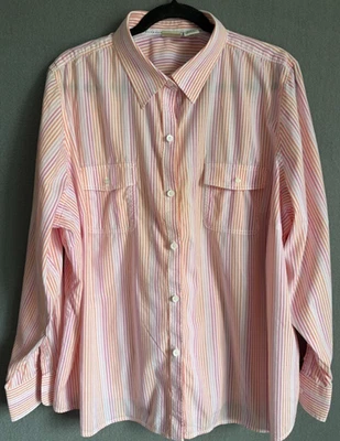 Camisa LL Bean Mujer 2X Multicolor Rayas Abotonada Manga Larga Bolsillos Informal Foto 1 de 4