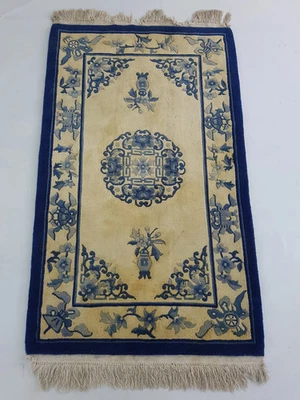 Antique Tibetan Chinese Peking Hand Knotted Multicolor Wool Rug Carpet 151x92cm - image 1 of 4