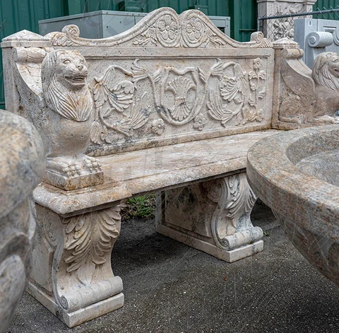 Marble Bench - Rustic Antique Style Travertine Bench MBE-704 Cover