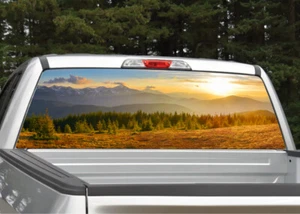Calcomanía de ventana trasera paisaje escena de montaña #8 gráfico para camioneta SUV - Imagen 1 de 3