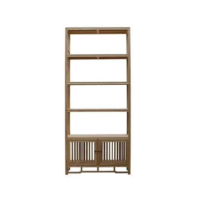 Vitrina de estantería minimalista puertas persianas madera cruda natural clara cs4936 Foto 1 de 4
