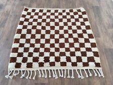 Moroccan Berber Checker rug. Brown and white aera rug. Custum checkerboard rug.