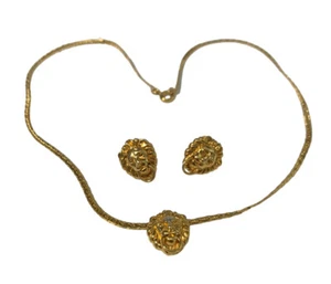 Vintage Avon Lion Head Necklace and Earrings Set - Picture 1 of 3