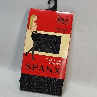 Meia-calça Spanx modeladora de corpo estampada preta tamanhos A B C novo estilo casual - Imagem 1 de 4