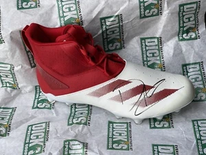 David Njoku Signed Autographed Adizero Chaos Mid Lineman Red & White Cleat Shoe - Picture 1 of 10
