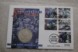 🧭 🇬🇬 GUERNSEY 2 POUNDS 1995 LIBERATION COIN COVER B67 #81 - Picture 1 of 4