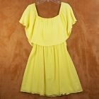 ALICE OLIVIA Womens Dress Small Yellow Off Shoulder Smocked 100% Silk SHARI