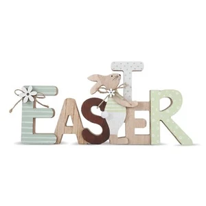 Easter Decorations Rabbit Bunny Indoor Tabletop Wooden Sign Home Gift - Picture 1 of 12
