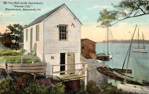 Thunderbolt Savannah GA "Wasaw (Warsaw) City" Hall and Jail Below Postcard 1910s - Picture 1 of 6
