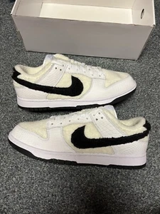 Nike Dunk Low ID NIKE BY YOU White Black Fluffy Fur Size UK 10.5 US 11.5 - Picture 1 of 6
