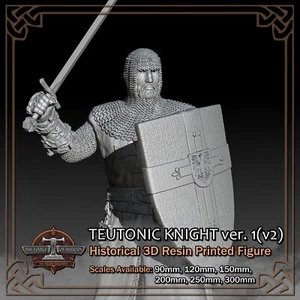 Teutonic Knight 1 (v2) - 3D Resin Printed Figure Model Kit - Scale 90mm to 300mm - Bild 1 von 11