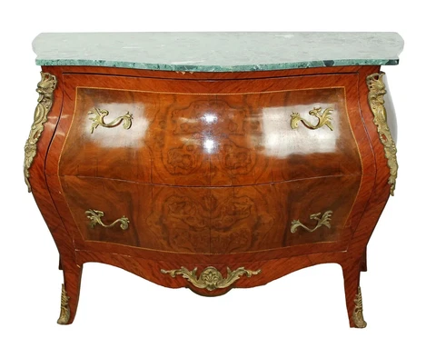 Antique style Louis XV Bombe Green Marble Top Commode Chest of Drawers Cover